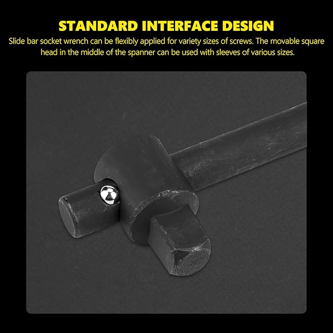 Walfront Sliding Wrench Breaker Bar T-Handle Socket Wrench Heavy Duty Steel With Ergonomic Design (1", 1944g/68.6oz)