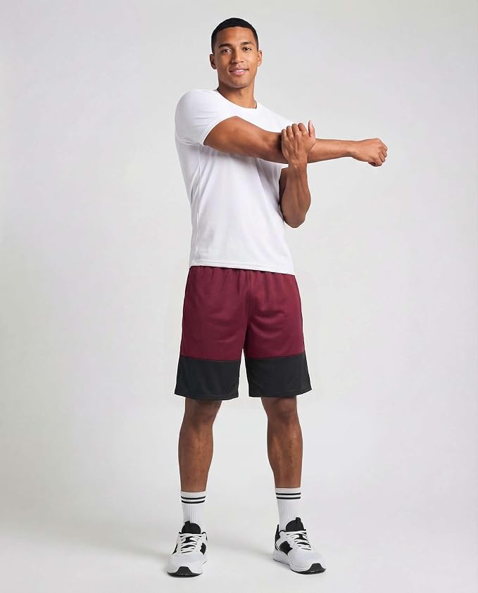 5 Pack Men's Mesh Shorts Athletic Basketball Sports Gym Workout Pockets | Cooling Moisture-Wicking, 9", Long, Quick-Dry, Breathable, Elastic Drawstring Waistband. Running, Exercise, Soccer, Training.