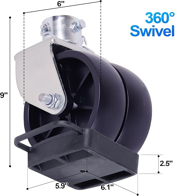 Trailer Jack Wheel with Chock - 6" Dual Wheel Jack Caster Wheel with Double Wheel Chock Capacity 2000lbs fits Any Jack Better Soft Ground Roll Trailer Parts