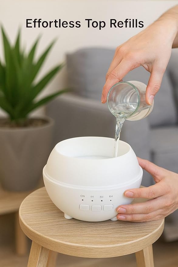 2-in-1 Air Humidifier & Aroma Diffuser Home Fragrance Room Decor Essential Oil Diffuser Humidifiers for Bedroom LED Light Color Changing Car Air Freshener (White-1)