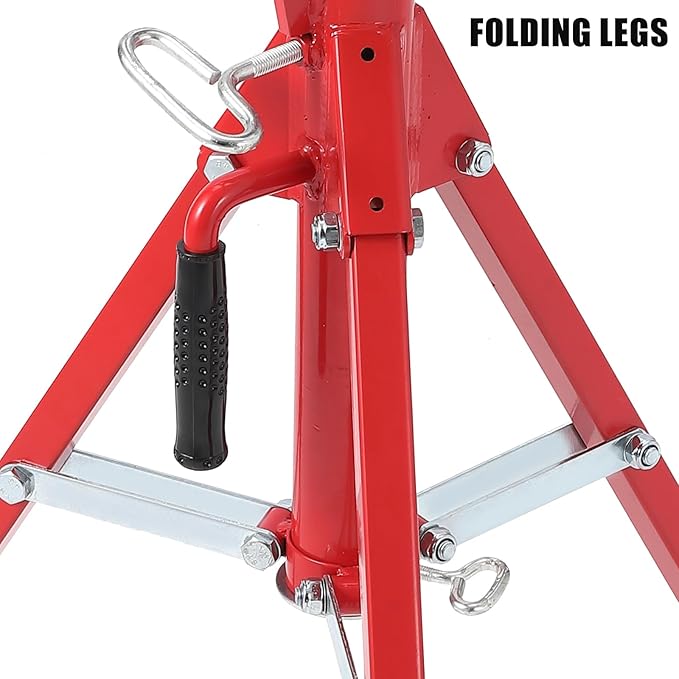 Heavy-Duty v-Head Pipe Jack Stand, 28”-52” Adjustable Height Steel Jack Stand, Portable Folding Pipe Stands with 2500 LBS Load Capacity, Pipes Welding Stands for Automotive Repair & Construction Tasks