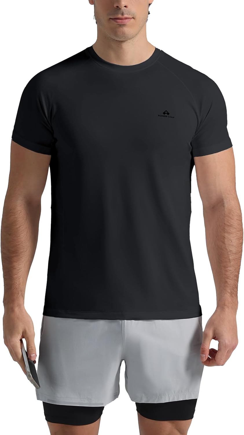 Pioneer Camp Men's Performance Running Shirt - Moisture Wicking & UPF 50+ Short Sleeve Gym Top