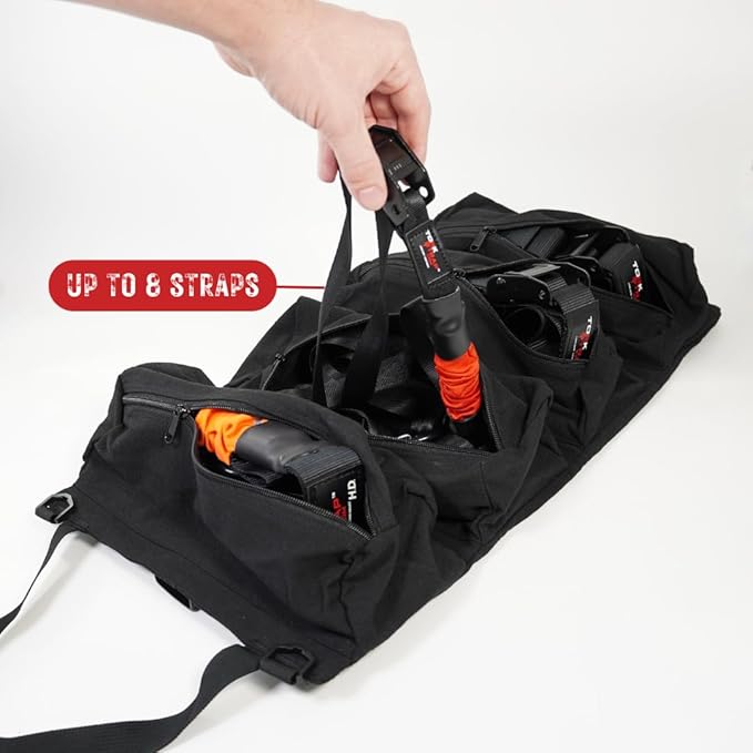 TorkStrap M500 Bundle | 14' x 1'' Spring Loaded Tie Down Straps with Carry Bag - 1,500LB Max Load - Just Pull Alternative to Ratchet Straps - Integrated Soft Loops (2-Pack)