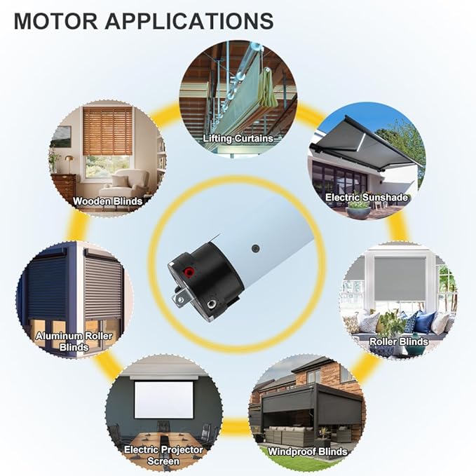 DC24V Motorized Remote Control Roller Shade Motor Kit, 45mm Brushless Electric Blind Motor for Outdoor Awning & Windproof Shades, Heavy Duty Automation (20 N.m for Φ60mm（2-3/8"） Octagonal Tube)