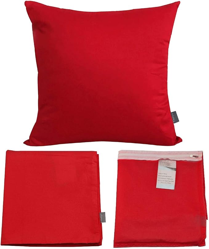 Thmyo 4-Pack 100% Cotton Comfortable Solid Decorative Throw Pillow Case Square Cushion Cover Pillowcase Sublimation Blank Pillow Covers DIY Throw Pillowcase for Couch Sofa Bed(16x16inch/40x40cm,Red)