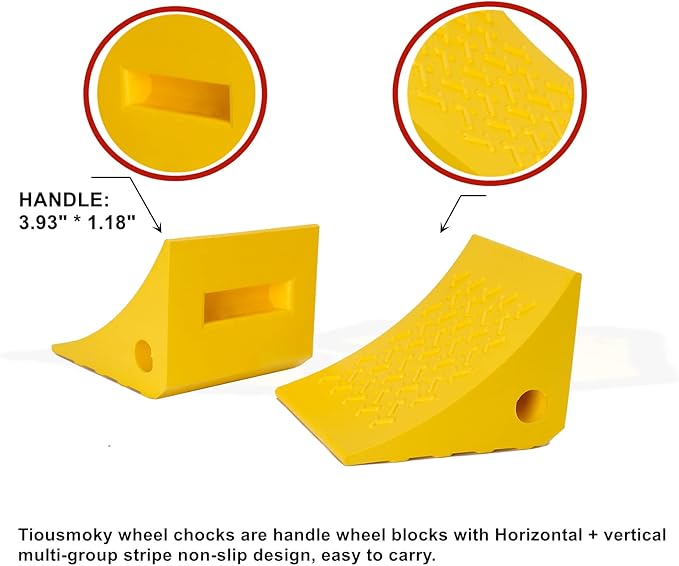 Wheel Chocks, Rubber Wheel Chock with Curved, Durable, Non-Slip, Solid Trailer Wheel Chocks for Boat Trailers, RV, Truck, Camper, 30000lbs (Yellow)