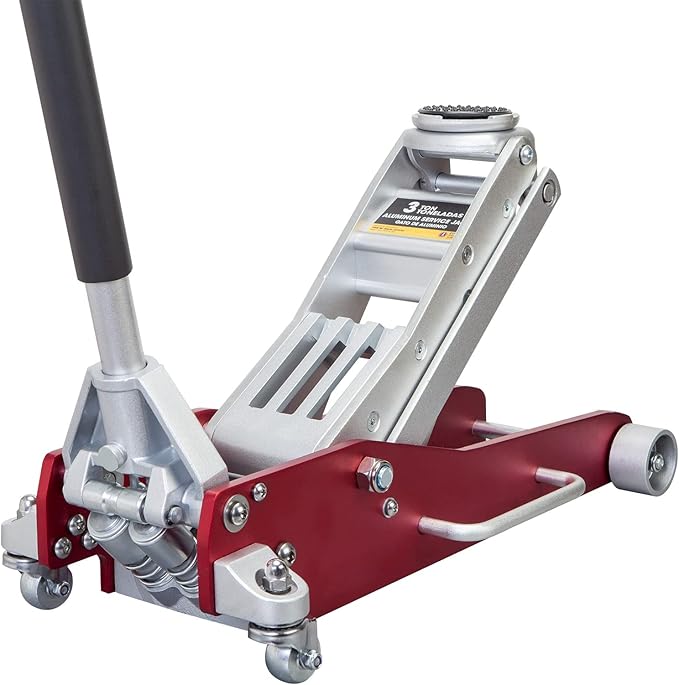 Big RED 3 Ton Floor Jack,Full Aluminum Ultra Lightweight Low Profile Car Jack with Dual Piston Quick Lift Pump,Hydraulic Racing Floor Jack for Vehicle,6,000 lb Capacity,Red,TAM830003XL