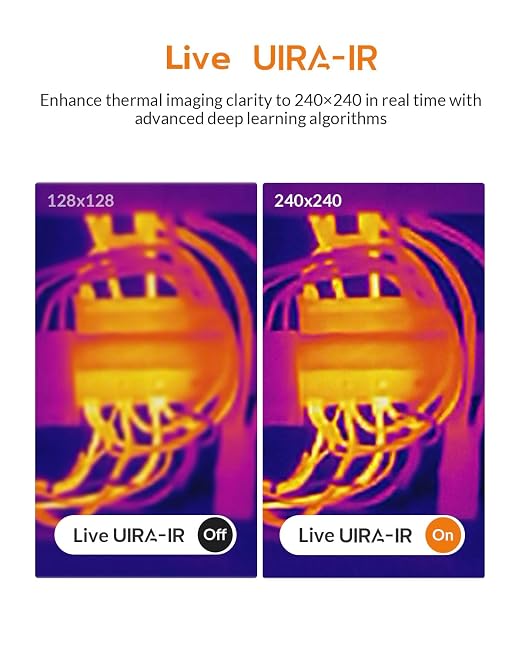 GT16S Thermal Imaging Camera with Smart AI Scene Detection, Thermometer Mode, 240��240 UIRA-IR Resolution, -4��F-1202��F Temp Alarm, 11h Runtime, Infrared Camera for HVAC Home Inspection