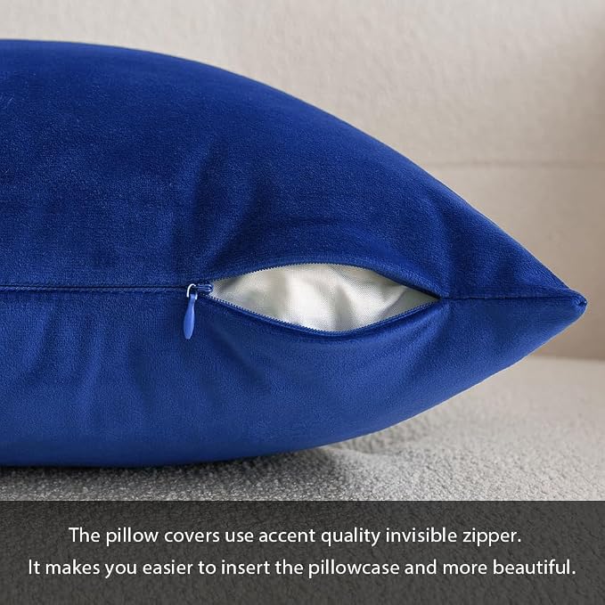 MIULEE Velvet Throw Pillow Covers 18x18 Inch Pack of 2 Royal Blue | Soft Solid Decorative Pillow Covers, Modern Luxury Home Decor, for Couch Chair Sofa Bedroom Livingroom