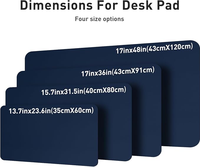 Aothia Leather Desk Pad Protector, Mouse Pad, Office Desk Mat, Non-Slip PU Leather Desk Blotter, Laptop Desk Pad, Waterproof Desk Writing Pad for Office and Home(Dark Blue,31.5" x 15.7")