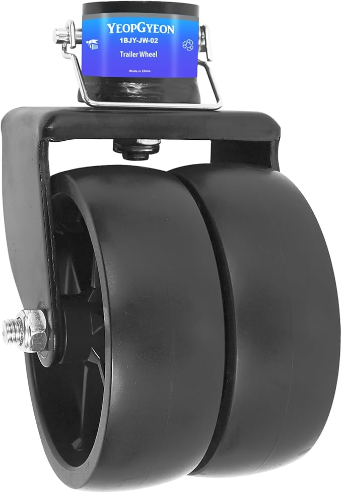 Trailer Jack Wheel with Pin - 6" Dual Wheel Jack Caster Wheel Capacity 2000lbs fits Any Jack Better Soft Ground Roll Trailer Parts (Black)