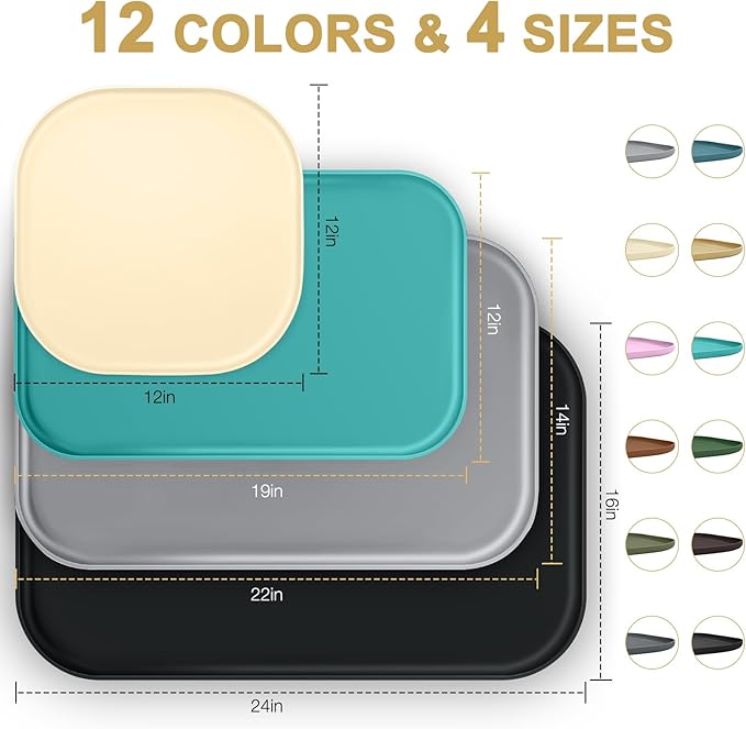 Small Silicone Pet Food Mat with Raised Edge for Food and Water Bowl, Square Dog Feeding Mats, Cat Food Trays for Floor Waterproof, Rubber Tray for Dogs and Cats, 12 x 12 x 0.7 Lavender