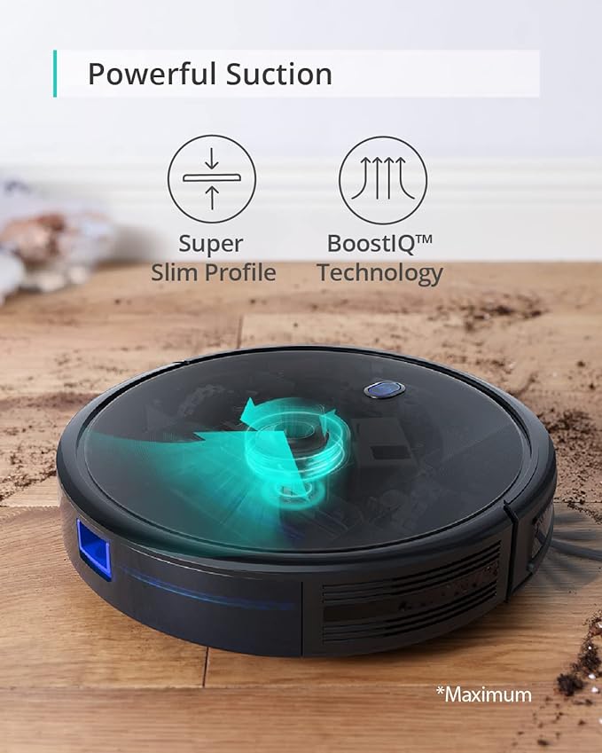 eufy 11S MAX Robot Vacuum Cleaner, Super Thin, Quiet | Self-Charging, Easy to use, Cleans Hard Floors to Medium-Pile Carpets, Black