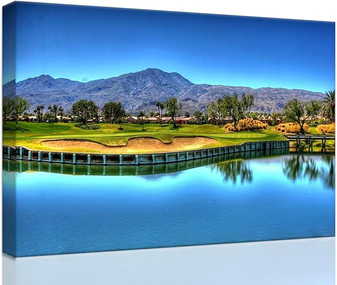 Augusta National Golf Course Wall Art for Living Room Bedroom Bathroom Home Decorations USA Georgia Golf Course Picture Poster Framed Artwork Canvas Prints Ready to Hang(24''H x 36''W)