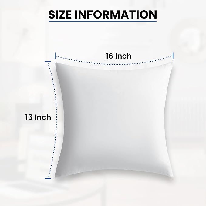 Hannah Linen Throw Pillow Inserts 16x16 – 12 Pack Square Decorative Cushion Stuffers for Couch, Sofa & Bed – Soft Fluffy Polyester Filled Pillow Inserts for Indoor Home Décor