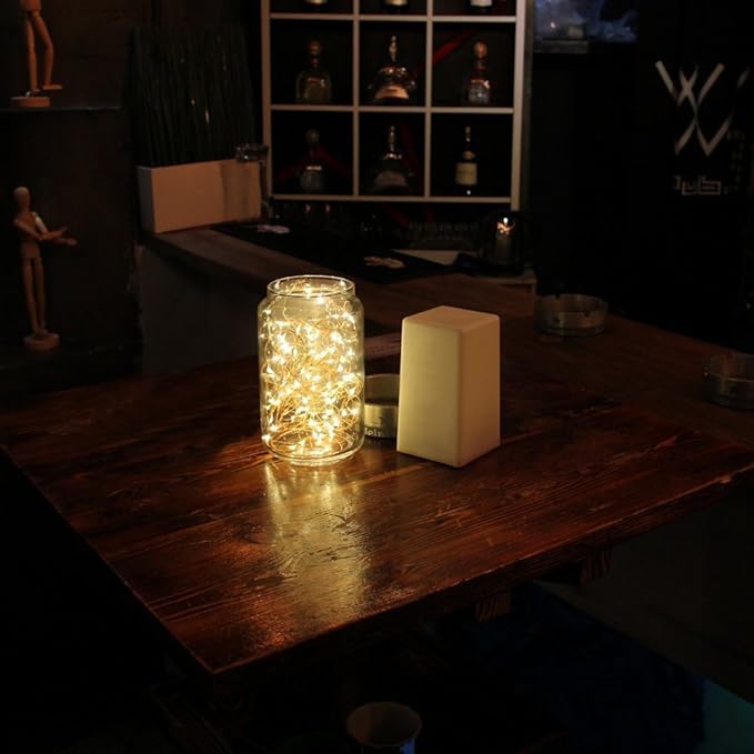 2 x 20LEDs Fairy Lights Battery Operated, Silver Wire 2 Mode Chains String Lights for Bedroom Christmas Party Decoration (Warm White, 6.6)