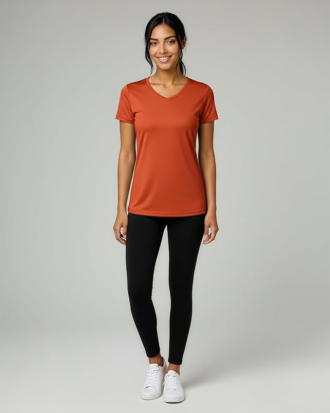 5 Pack Women's Dry Fit V Neck Workout Tops T Shirts Athletic Gym Yoga Tees | Available In Plus Size, Cooling Moisture-Wicking, Short Sleeve, Quick-Dry, Fitness, Stretch, Exercise, Running, Hiking