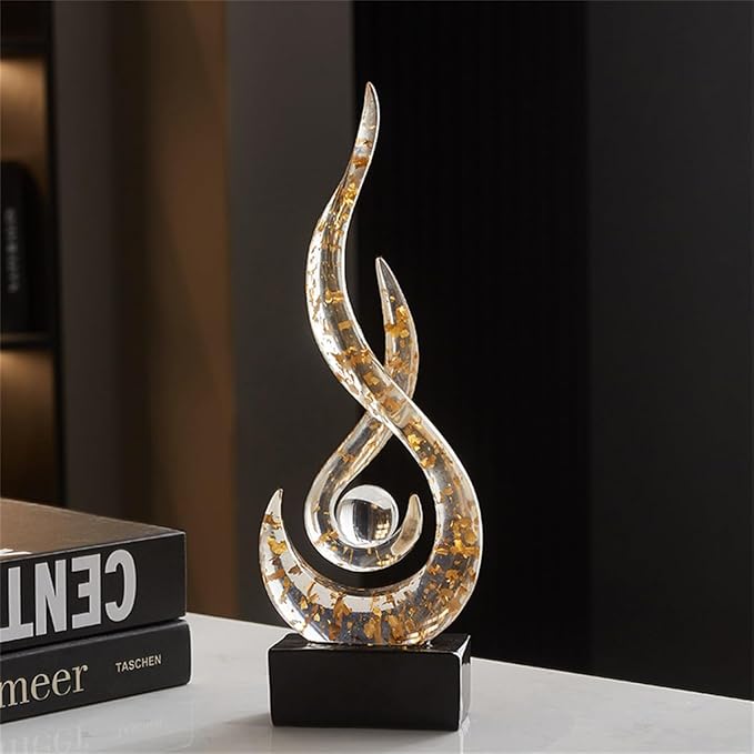 AWNR Abstract Art Deco Decor Statues for Home,Shelves,Table,Living Room, Dining Room,Modern Sculpture Decoraciones of Homes for Sale (Transparent Gold)