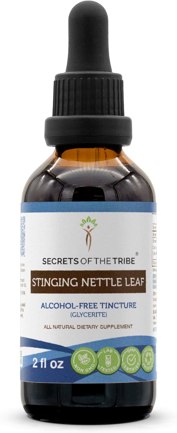 Secrets of the Tribe Stinging Nettle Leaf Alcohol-Free Liquid Extract, Stinging Nettle (Urtica Dioica) Dried Leaf Tincture Supplement (2 FL OZ)
