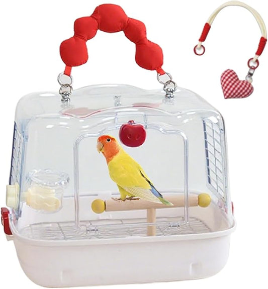 Bird Travel Cage – 12.32x9.06x9.17 inch Transparent Parrot Carry Bag | Bird Travel Carrier – Portable Pet Transport for Outdoor Walk Adventure Cockatiels Budgies Parakeets