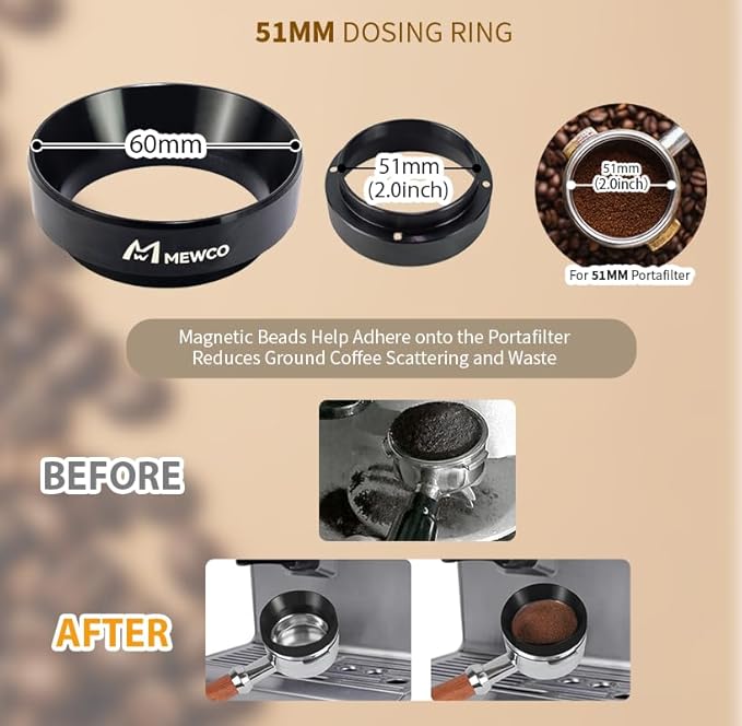 7 Pack Espresso Tamper Station&Coffee Distributor Tamper&Espresso WDT Stirrer&Coffee Tamping&Brush&Coffee Dosing Funnel&Espresso Puck Screen, Multipurpose Tools for Bar Home Office (51 mm)