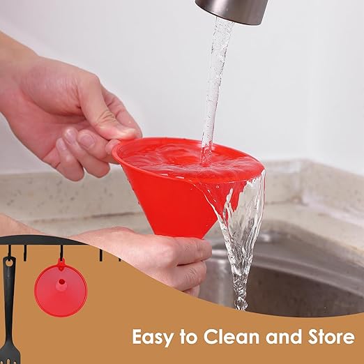 4 PCS Plastic Kitchen Funnel Set with Clean Brush, Food Grade Funnel for Kitchen Use Filling Bottles, Liquid, Protein Powder, Multifunctional Funnels for Cooking, Lab and Automotive Use