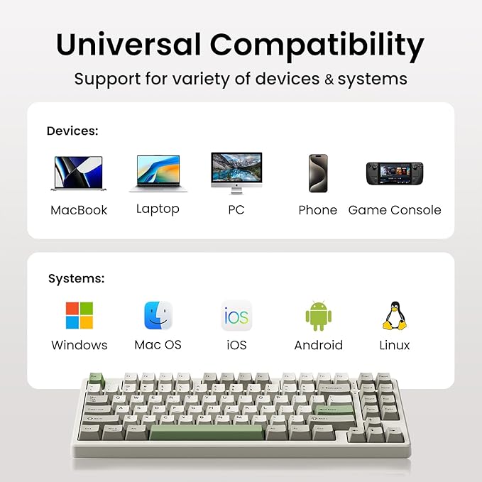 Kisnt KN85 Wireless Mechanical Keyboard, 75% Layout, Bluetooth/2.4GHz/USB-C, Custom RGB Backlit, Hot-Swappable Linear Switch, Creamy Sound for Gaming/Typing (Industrial Gray)