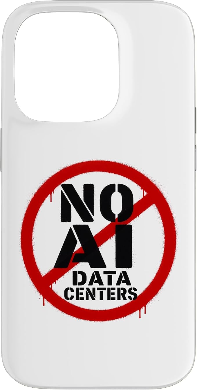No AI Data Centers ��� Simple Minimal Spray Paint Style Text Case for iPhone 14 Pro