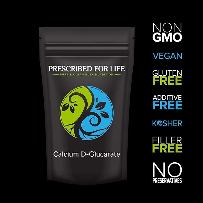 Prescribed for Life Calcium D Glucarate Powder, Pure CDG Fine Powder, USP Grade, Vegan, Gluten Free, Non GMO (25kg / 55lb)