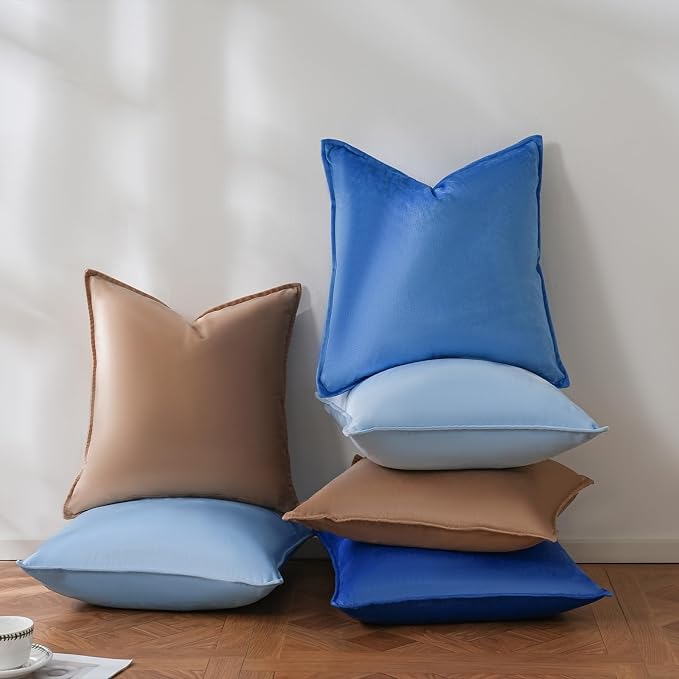 JIAHANNHA Velvet Royal Blue Throw Pillow Covers 20x20 Inches Pack of 2 Soft Decorative Square Cushion Covers for Couch Sofa Bed Livingroom Car,50x50Cm | Square Cushion Covers for Couch Sofa Bed Livingroom Car Home Decor,50x50Cm