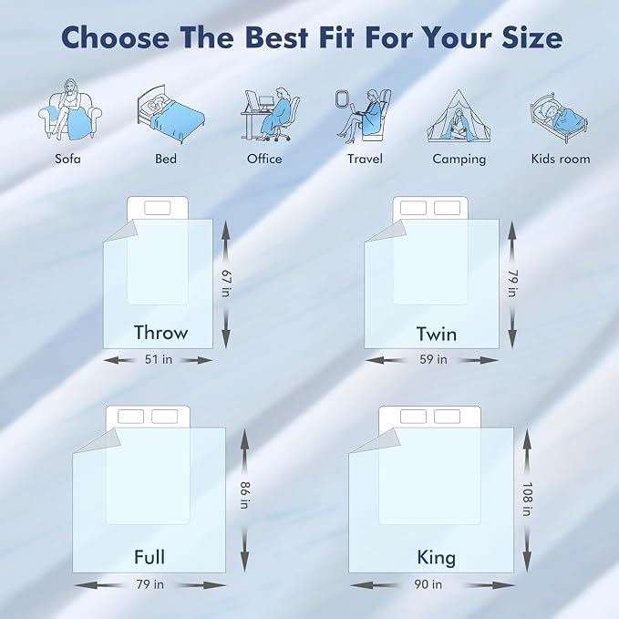 Elegear Double-Sided Arc-Chill® 3.0 Cooling Blanket for Hot Sleepers, Twin | Q-Max>0.5 Cooling Fabric, Absorbs Heat to Keep Body Cool, Lightweight Summer Blankets for Night Sweats & Menopause, 59"x79"