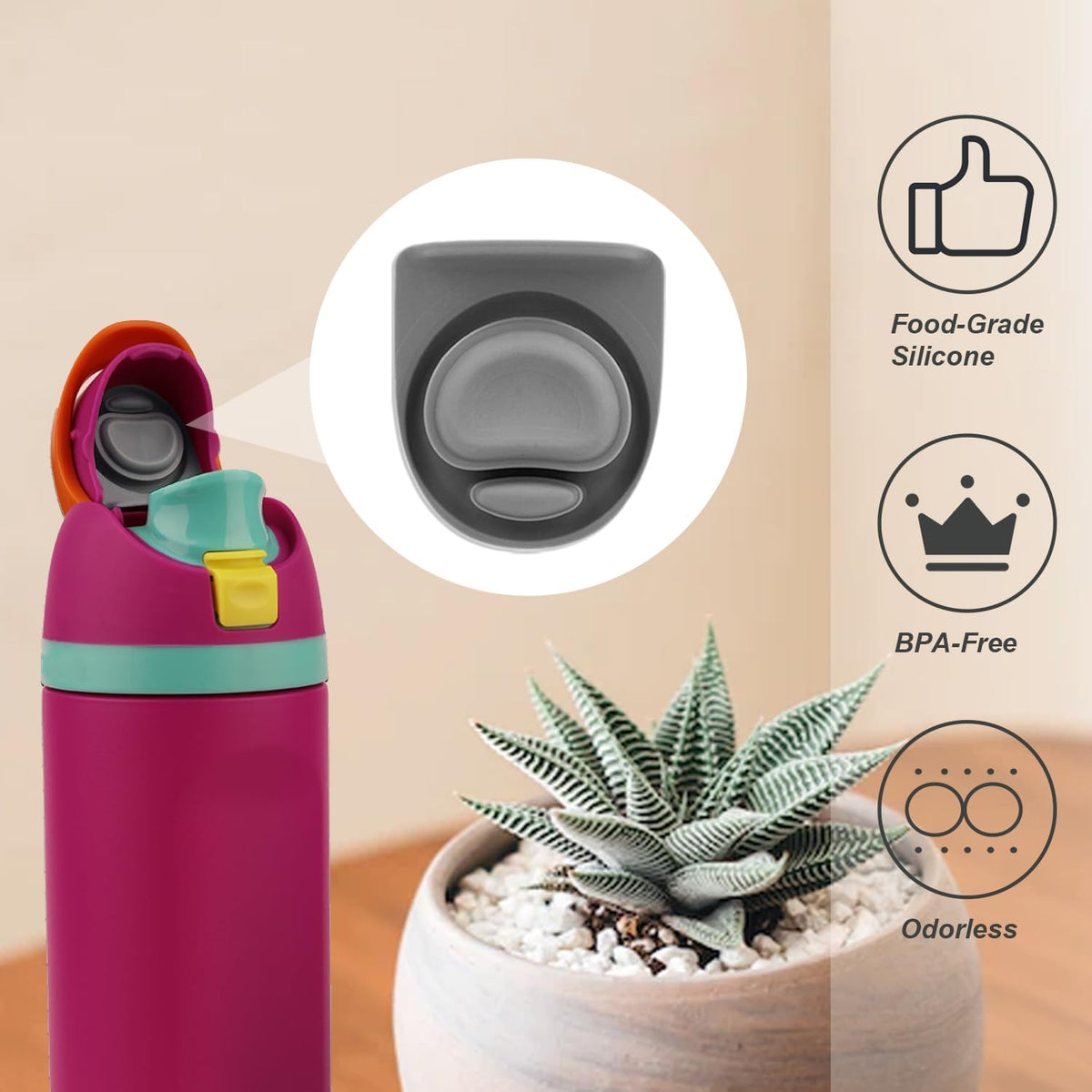 Owala Replacement Stopper - Leak Proof Silicone Lid for 24oz & 32oz Water Bottles | 2-Pack
