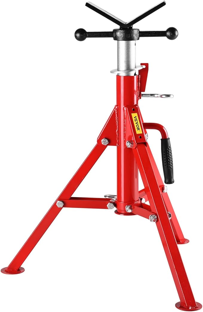 VEVOR V-Head Pipe Stand, 1/8"-12" Capacity, 24"-42" Height Adjustable, Pipe Jack Stands 2500 lbs Load Capacity, Portable Folding Pipe Stands, Durable Carbon Steel Frame