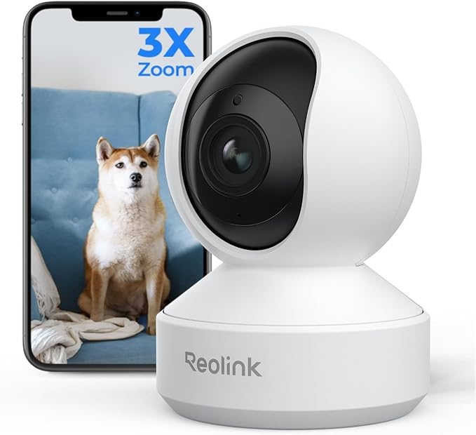 REOLINK Smart 4K UHD Pan & Tilt Dual-Band Wi-Fi 6 Indoor Security Camera with 3X Optical Zoom, Auto-Tracking, People/Pet Detection, Crying Sound Detection, Privacy Mode, and Bluetooth Setup, E1 Zoom