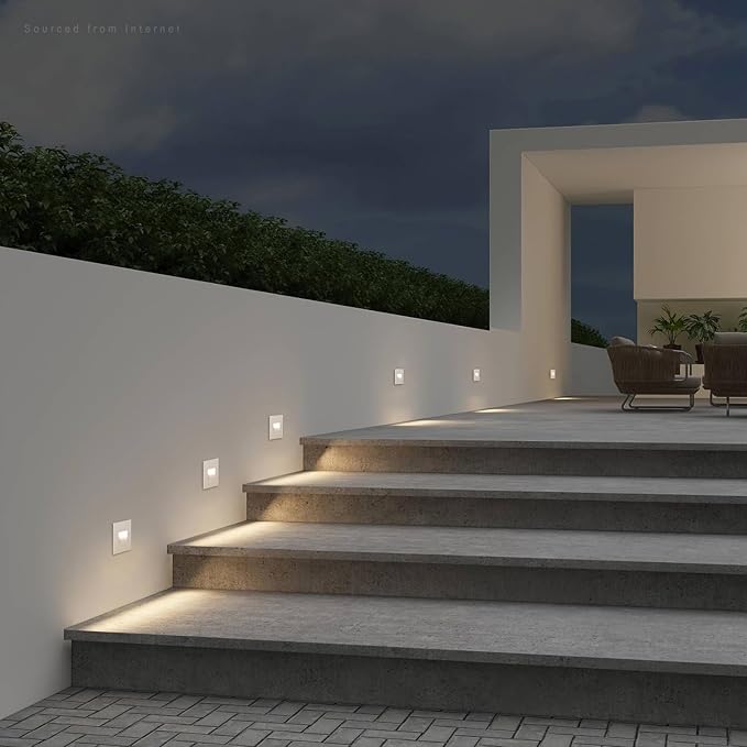 LEONLITE 12-Pack Premium Series 5CCT 120V LED Step Lights, Dimmable 3.5W Indoor Outdoor Stair Light, 2700K3000K3500K4000K5000K Selectable, CRI90, ETL, Vertical, IP65 Waterproof, Aluminum, White