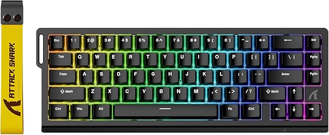 ATTACK SHARK X68 HE RT Mechanical Gaming Keyboard 60% Wired TKL-Black | Adjustable Actuation,Hall Effect Magnetic Switch,8KHz Polling Rate,RGB Backlit,Top Mount, Web Driver for PC Mac Esport Gamer