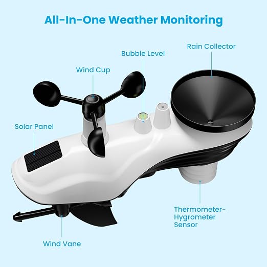 WiFi Smart Weather Station with Weatherseed�� AI 24H/7D Accurate Forecast, Wireless Indoor Outdoor Sensor, 2-Year Data Storage, No Display, 2.4GHz WiFi Only
