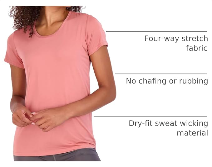 5 Pack Women's Dry Fit Short Sleeve Athletic Gym Workout Running Tops | Available in Plus Size, Exercise, Sports, Fitness, Quick Dry, Cooling, Moisture Wicking, Loose Basic Tees, Yoga, Pilates