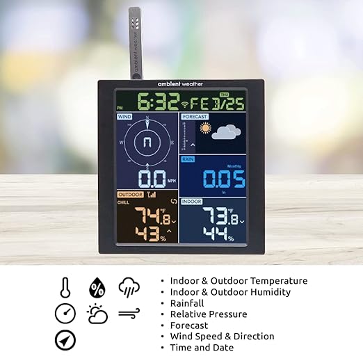 Ambient Weather WS-1965 WiFi Weather Station w/Remote Monitoring and Ambient Weather Network Access