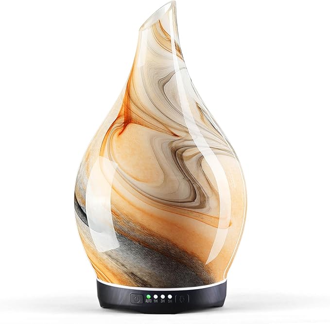 Porseme 280ml Essential Oil Diffuser Glass Color Changing Aroma Air Diffusers Aromatherapy Ultrasonic Cool Mist Humidifier 7 Running Hours Waterless Auto-Off for Sleeping, Yoga, Spa (Jupiter)