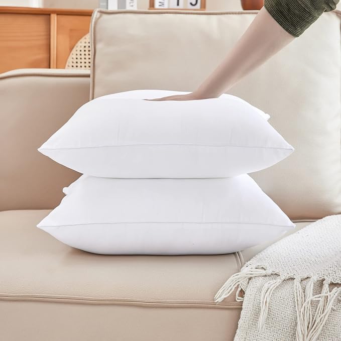 Qeils 12 x 20 Pillow Inserts Set of 2 White Throw Pillow Inserts with Soft Polyester Cover - Rectangle Square Interior Sofa Pillow Inserts Decorative Pillow Insert White Couch Pillow