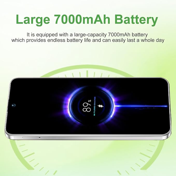 17 PMAX Unlocked Cell Phone,16GB+512GB Smartphone,6.99" HD Screen Android 15 5G Phones,Battery 7000mAh Android The Phone,Fingerprint Button Unlock/GPS/Face ID/Dual SIM/5G (White)