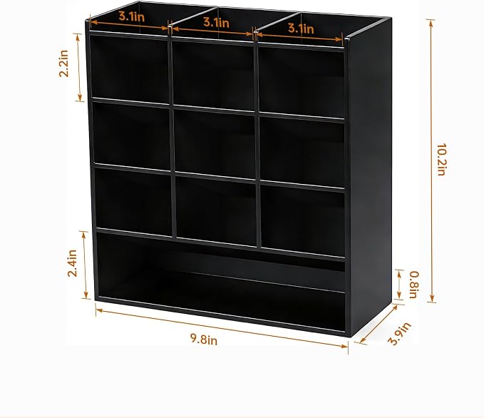 BEYGORM Acrylic Vertical Marker Organizer for 150 Markers, Desk Orgaizer | 13 Compartments Clear Angled Pen & Pencil Holder, Large Stationery & Art Supply Storage for School (10.2 x 9.8 x 4 Inch)