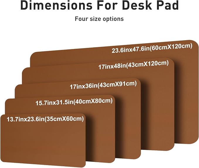 Aothia Faux Leather Desk Mat – Large Mouse Pad, Non-Slip PU Leather Blotter, Waterproof Writing Surface for Office and Home (Brown, 47.2" x 23.6")