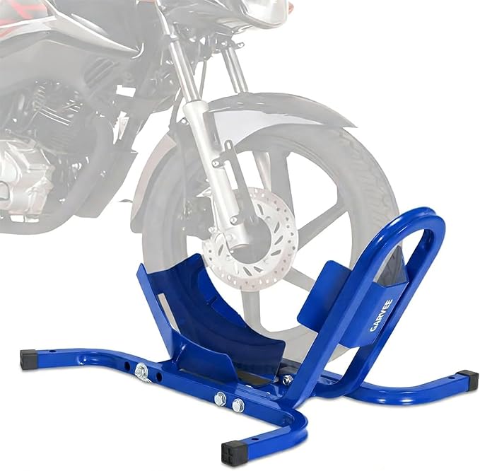 1800 Lb Capacity Heavy Duty Motorcycle Wheel Chock – Dirt Bike Wheel Chocks Adjustable 16"-21" Tire Fit for Cruisers, Dirt Bikes & ATVs, Rust-Resistant Steel Trailer & Garage Mount,Blue