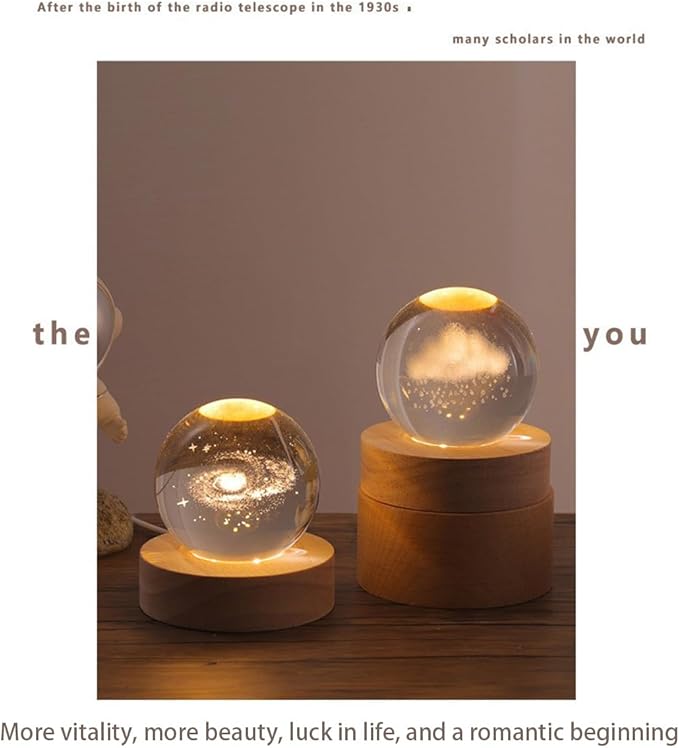 3D Crystal Ball Night Light Mood Lighting Cozy Comfort Gifts Home Decor lamp for Bedroom Space Lamps Happy Cozy Comfort Gifts (Rain Clouds)