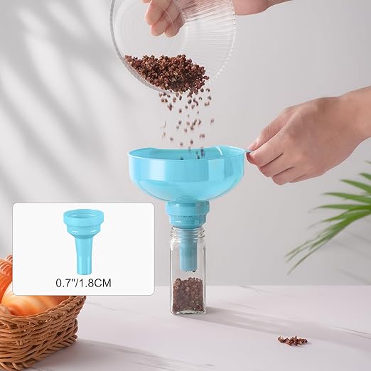 Pisol Wide Mouth Funnels for Kitchen Use, Versatile Food Grade Funnels for Filling Bottles, Plastic Cooking Funnel Set with Strainer, Large Long Neck Funnel for Canning, Mason Jar, Shampoo, Liquids