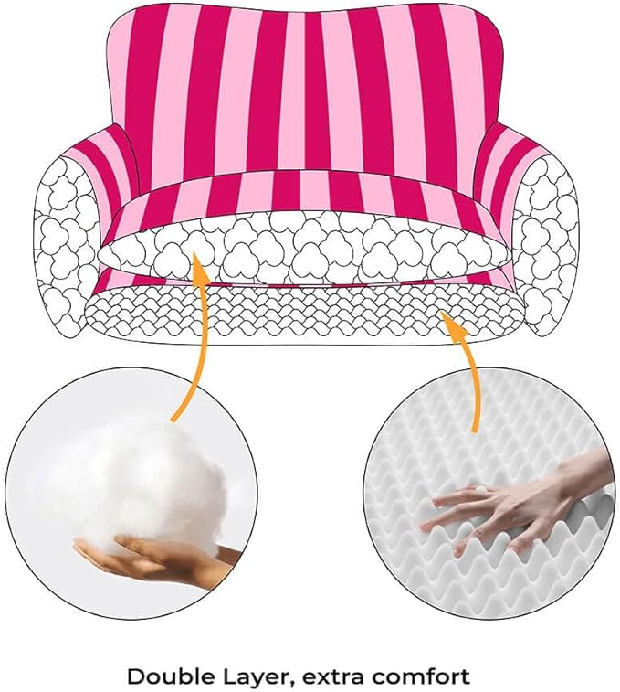 Lazy Holiday Plush Cozy Dog & Cat Sofa Bed, Teddy Velvet Dog Bed, Trendy Striped Faux Lambswool Double Layer Dog & Cat Sofa Bed Dogs Sleeping Mat for Medium Small Dogs & Cats (Beige,M)
