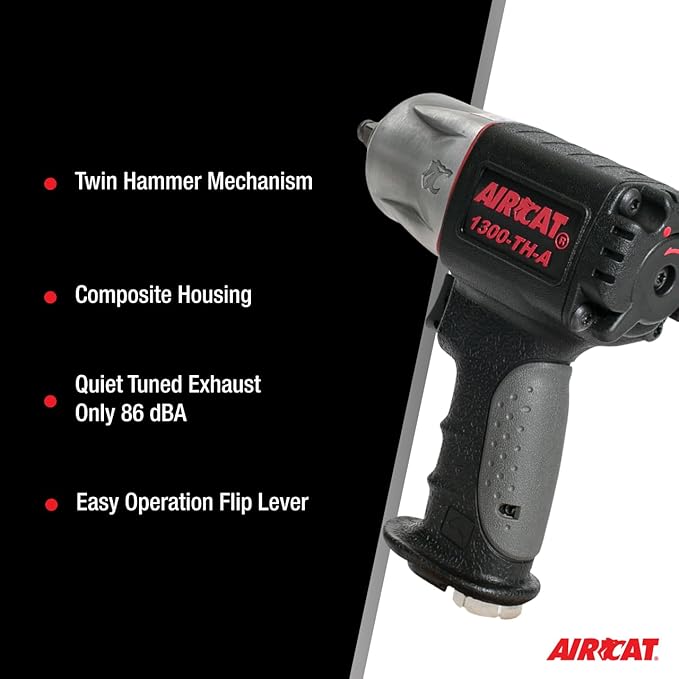 AIRCAT Pneumatic Tools 1300-TH-A: 3/8-Inch Composite Impact Wrench 600 ft-lbs of Torque