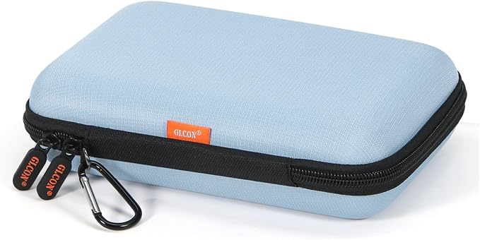 Shockproof Hard Shell Carrying Case - Light-Blue Case for External Hard Drive, Power Bank, Charger, Cable, Cell Phone, Electronic Accessories - Larger Capacity Storage Pouch Portable Travel Bag